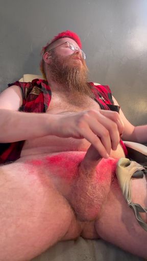 Long cock stroking and cum milking