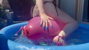 Annoyed step mother pops your pool balloons