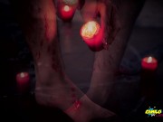 Horror Porn Candle Wax Ritual Summon A Sex Demon And Loud Cumshot Halloween