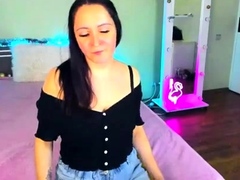 Cute curly brunette solo webcam masturbation