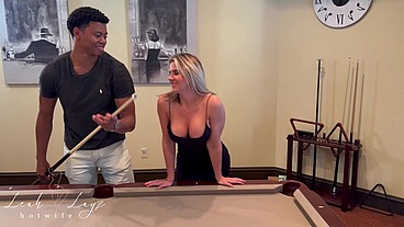 Getting fucked on the pool table by a tall BBC