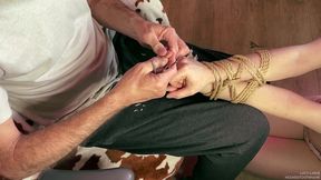 rope bondage casual bdsm fingernail clipping session