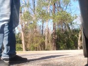 Flashing ginger dick, cigarette break and pissing