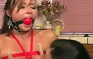 Sexy lesbians playing games in kitchen, porn