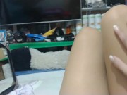 sexy secretary playing with her dick
