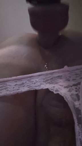 Pink panties wet from anal.