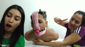 Dirty Panty Punishment – Lucas Hooded, Hogtied, and Humbled by Stepmom & Stepdaughter