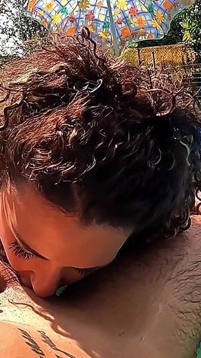 Italian Couple Exchanging Foreplay in the Pool in Front of Neighbors