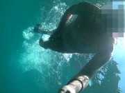 Nude diving and snorkeling in the sea