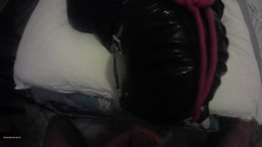 laura hogtied and hooded with a lip open mouth gag has her throat fucked for 15 minutes