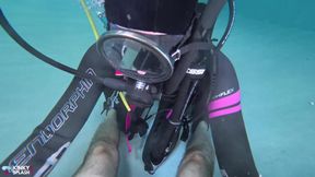 Underwater Scuba Slave Training - Dominated in Chains &amp; Wetsuit Edging