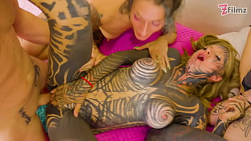 Pornstar Mayhem Orgy &ndash_ 4 Girls vs 3 Guys &ndash_ Tattooed Babes Take Hardcore Fucking and Massive Facials