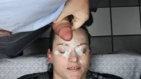 Amateur girl gets plastered with two huge loads of cum