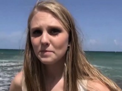 Amateur teen picked up on the beach and fucked in a van