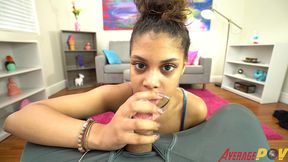 cute teen black gf sucks white cock for facial