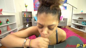 cute teen black gf sucks white cock for facial