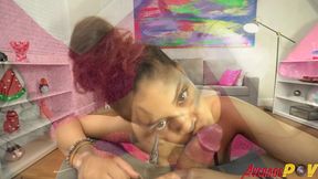 cute teen black gf sucks white cock for facial