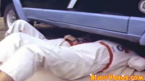 Retro backdoor bandits bare fuck outdoors and spray big load