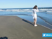 Japanese crossdresser masterbation and cumshot in the beach