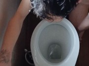 Flushing my head down the toilet and top view of my skinny perfect body while in Bath tub