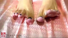 Black nail polish on toes  Masturbation in black transparent panties