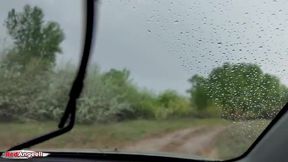 Red Angeell trains her throat to the max with deep throat training in the rain