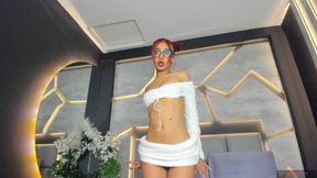 Girl with Glasses and Hair Dancing and Is Controlled by a Fan with a Lovense Toy P3