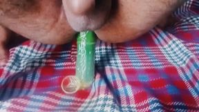 Cucumber in my anus with condoms