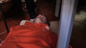 footstool under sneakers