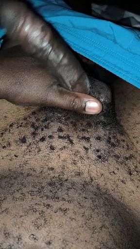 Late Night Horny Hairy African Male Stroking Dick and Releases Loads of Cum After the Lady Didn't Show up for Sex