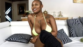 Ebony BBW model with massive tits takes big dick in casting room