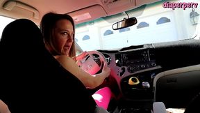 cheyenne jewel changes wet diaper in backseat