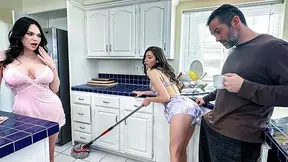 Two women team up to seduce and fuck the man of the house in a nasty new tradition