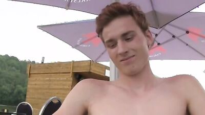 Amateur Ginger Stud gets a break from swimming & takes a hard pounding from his straight friend