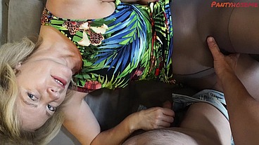Mature Milf Diana Douglas Fucks Camera Man While Modeling In Black Pantyhose