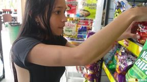 He caught her stealing chips and she had suck his cock deep to avoid punishment