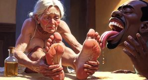 Old Granny Foot Worship - Man Licking Oiled Wrinkled Soles