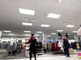 Risky sex in Walmart - I SQUIRT in the changing room and cum on the floor