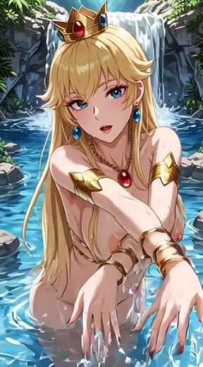 119. Princess Peach in a Lake and Waterfall (ai Animation)