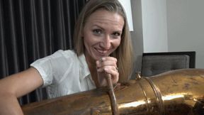 Alina Practices to Annoy Her Neighbors by Blowing Her Tuba! (MP4 - 1080p)