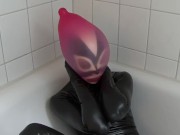 Rubber Slave Teen Girl Breathplay Games With Latex Condom Mask On Face