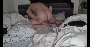 This hot bitch wants to have two cocks in her pussy so she trains her pussy to take them