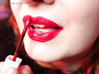 Red lipstick fetish and fur