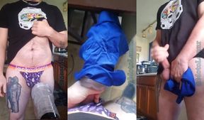 Daddy's jock strap stuffed with cum rag and fleshlight wreckage
