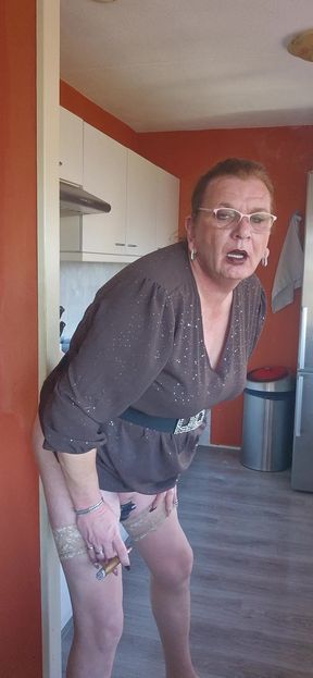 Enjoying a cigar while enjoying my dildo