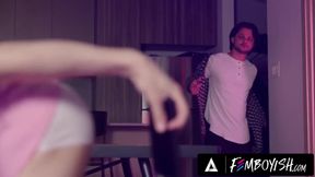 Femboy Daniel Tanner seduces straight jock Enzo Muller for rough bareback anal