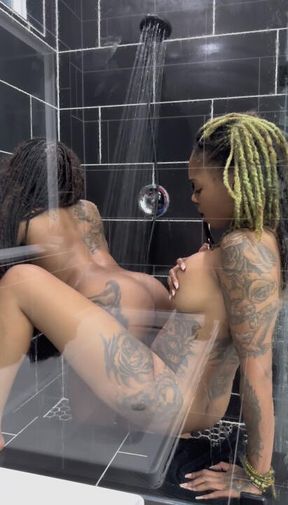 Crazy nasty lesbian shower sex