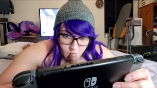 Free use slut loves keeping a cock warm in her mouth playing video games.