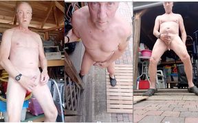 Grandpa Daddy Exhibitionist Garden Jerking Cumshot Sexshow