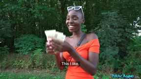 Ebony African beauty with bold spirit captivates in a daring public fling